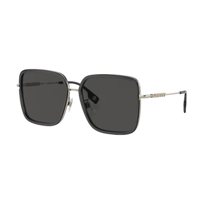 (Women) Burberry Gold Metal Square Sunglasses with Engraved Lettering. BE3145D11098759