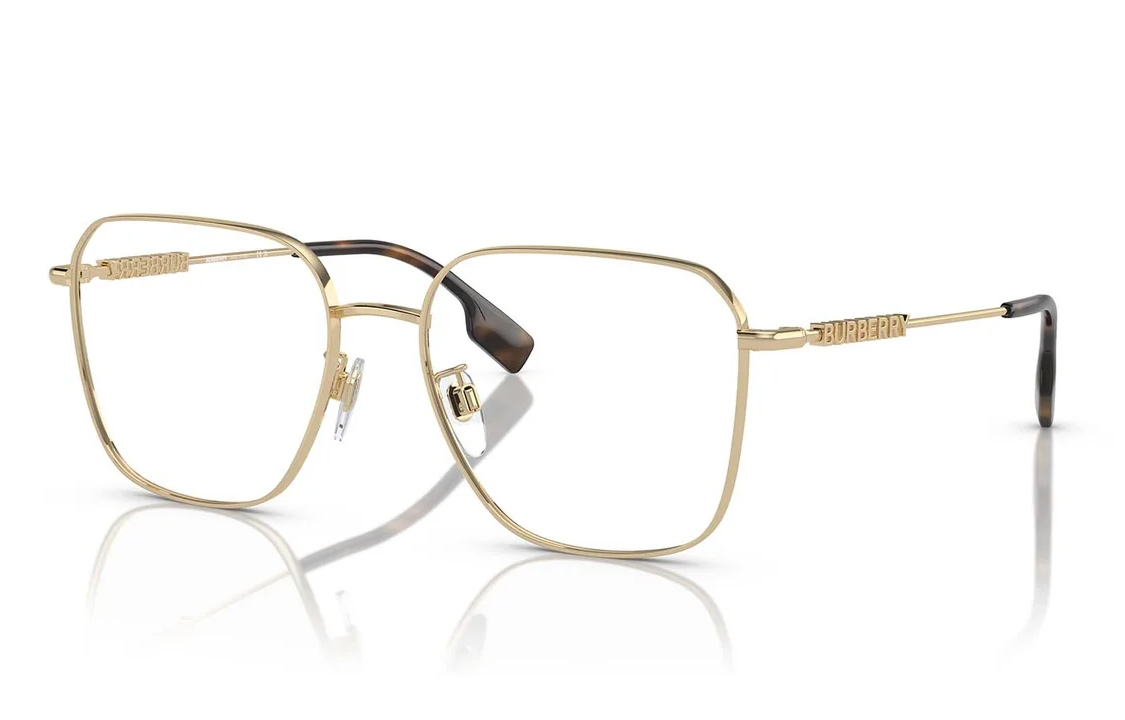 (Women) Burberry  Gold Square Metal Optical Glasses with Logo Detail. 0BE1382D1109