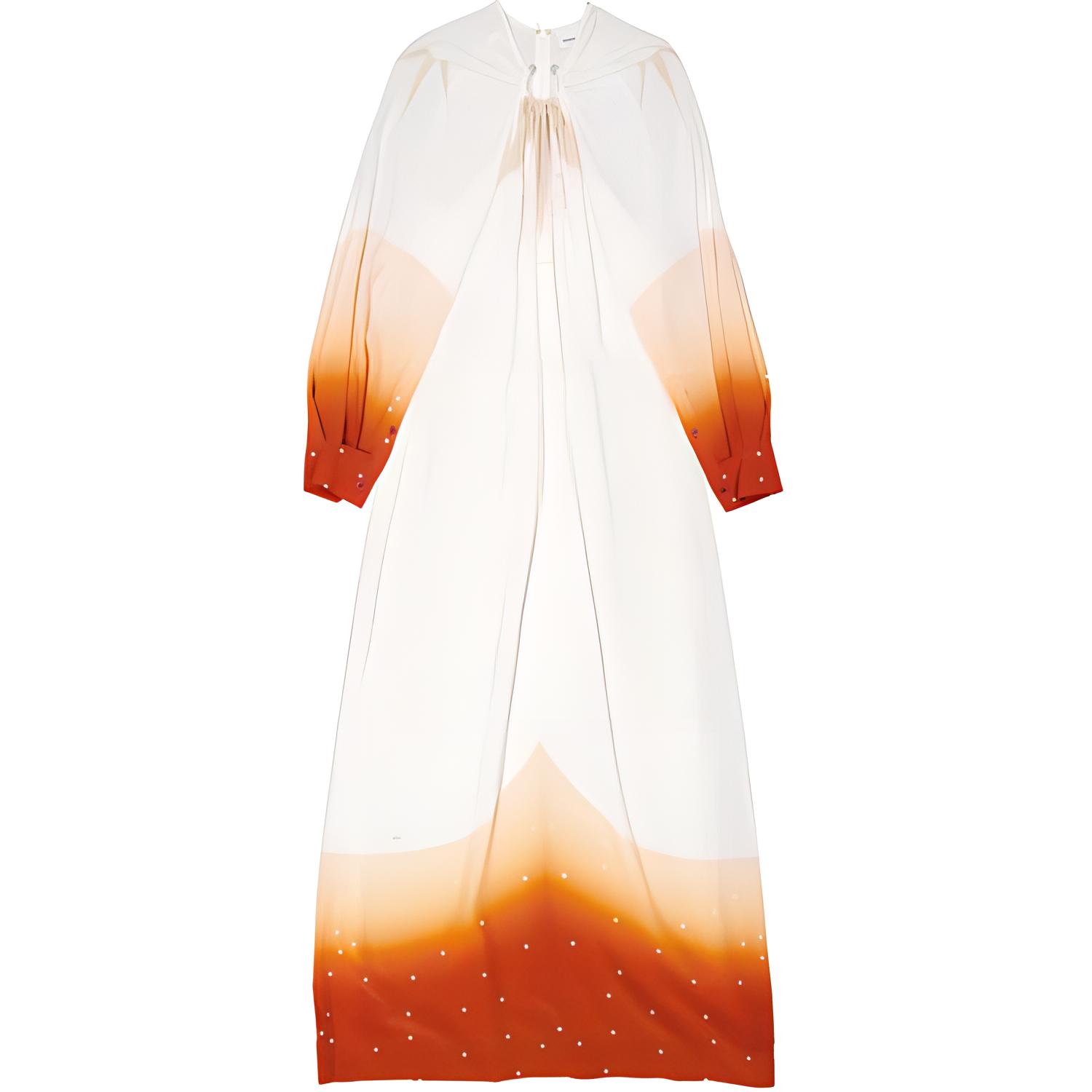 (Women) Burberry  Gradient Long Sleeve White Midi Dress. 80523771