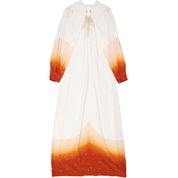 (Women) Burberry  Gradient Long Sleeve White Midi Dress. 80523771 圖 2