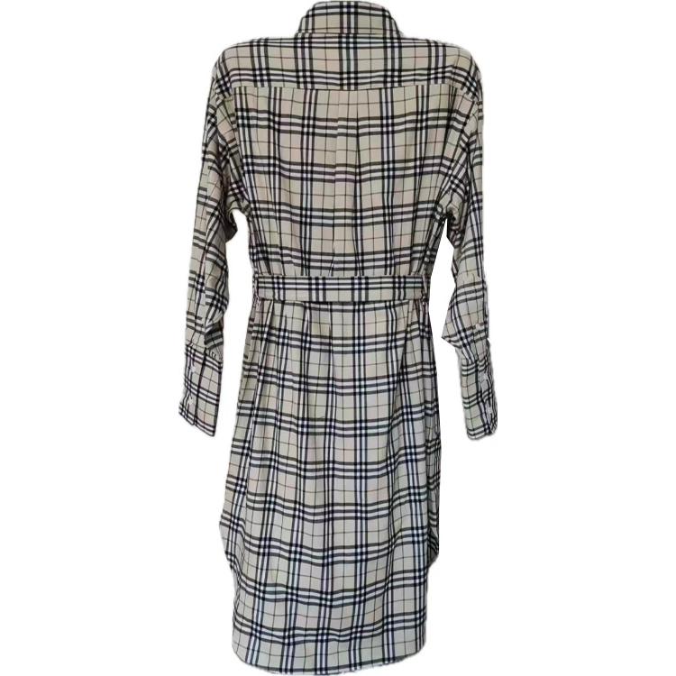 (Women) Burberry  Gray Checkered Long Sleeve Belted Dress 80699401 圖 3