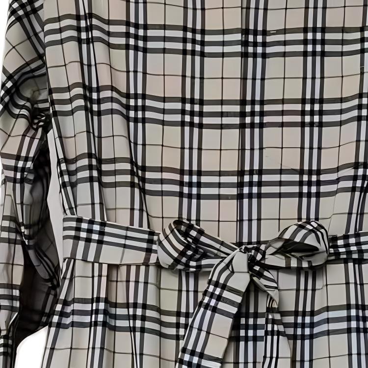 (Women) Burberry  Gray Checkered Long Sleeve Belted Dress 80699401 圖 4