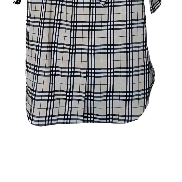 (Women) Burberry  Gray Checkered Long Sleeve Belted Dress 80699401 圖 5