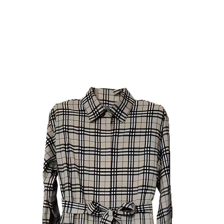 (Women) Burberry  Gray Checkered Long Sleeve Belted Dress 80699401 圖 7