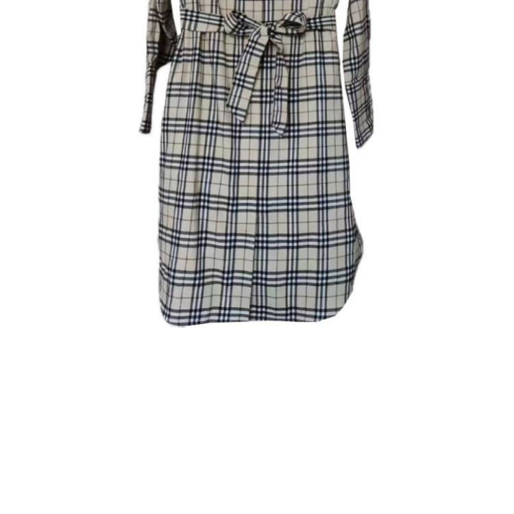 (Women) Burberry  Gray Checkered Long Sleeve Belted Dress 80699401 圖 8
