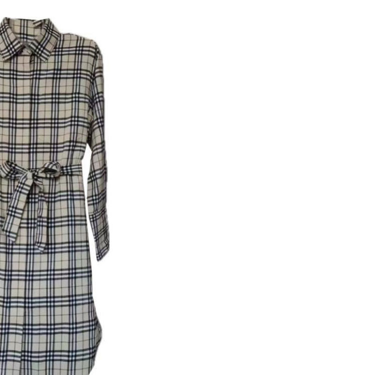(Women) Burberry  Gray Checkered Long Sleeve Belted Dress 80699401 圖 9