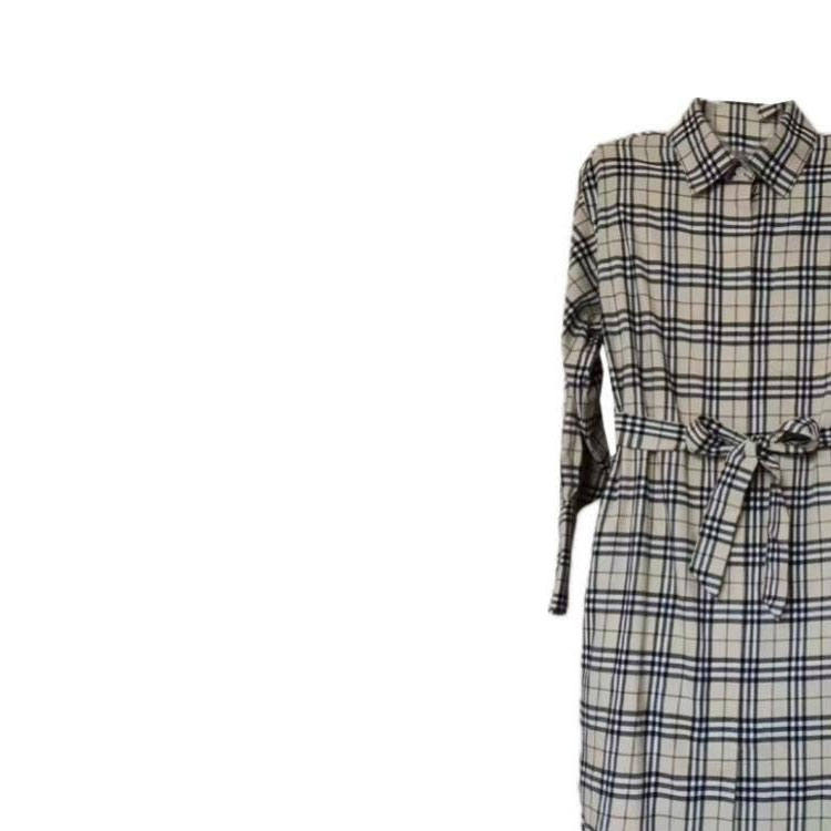 (Women) Burberry  Gray Checkered Long Sleeve Belted Dress 80699401 圖 10