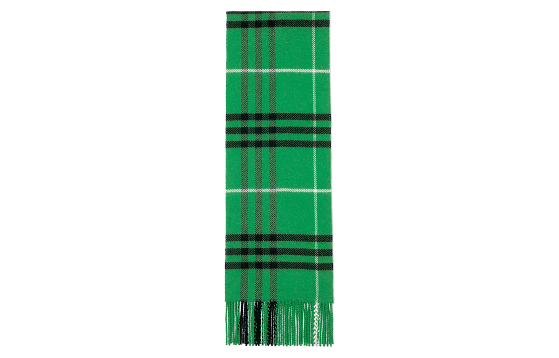 (Women) Burberry  Green Check Fringe Scarf with Letter Detail. 80736851 圖 3