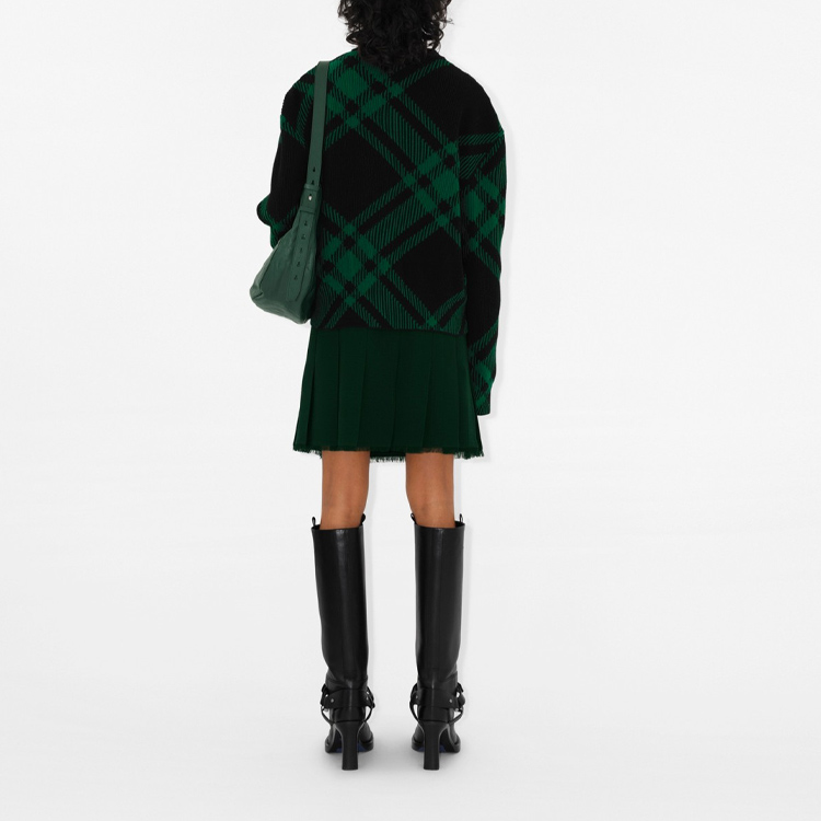 Purchase (W) Burberry Sweater Knit Crewneck Hijau Check Intarsia. 80839241