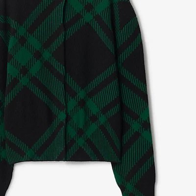 (W) Burberry Sweater Knit Crewneck Hijau Check Intarsia. 80839241 Sizing (W) Burberry Sweater Knit Crewneck Hijau Check Intarsia. 80839241