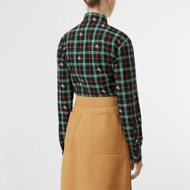 (Women) Burberry  Green Checkered Loose Fit Long Sleeve Shirt 80062861 圖 5