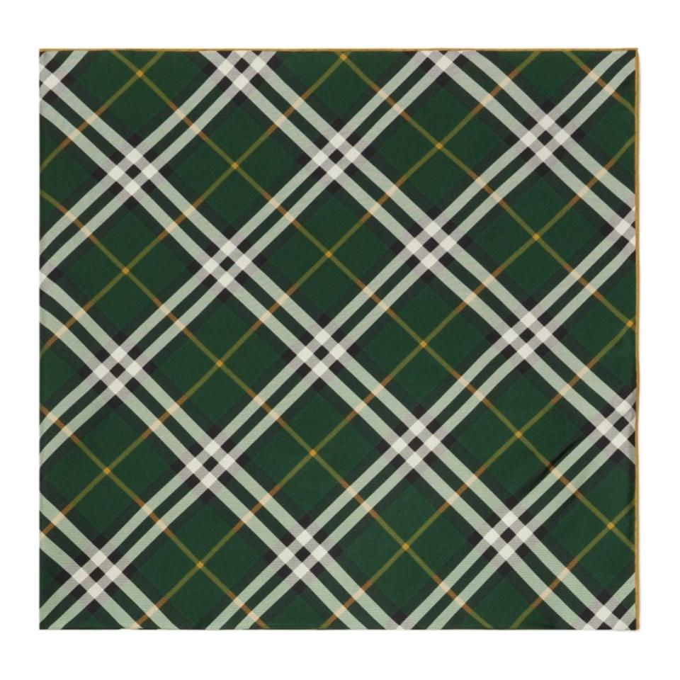 (Women) Burberry  Green Checkered Silk Scarf 80907871 圖 3