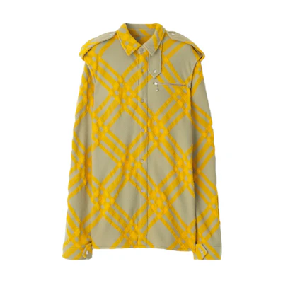 (Women) Burberry Green Colorblock Single-Breasted Casual Long-Sleeve Shirt. 80772741