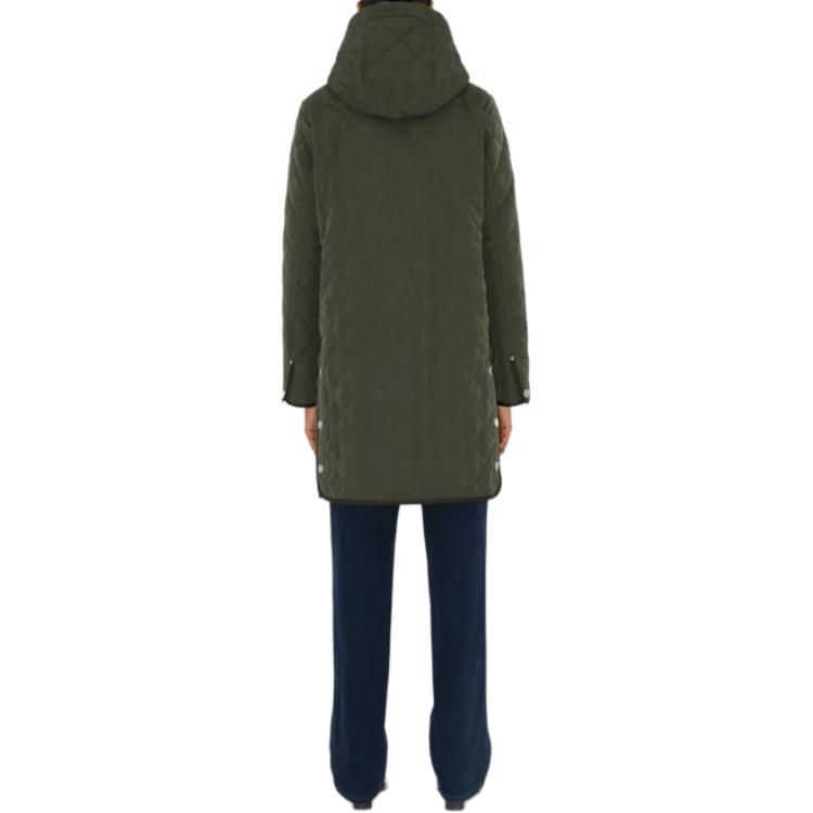 Shop (W) Burberry 綠色中長版連帽單排扣外套。 80959311