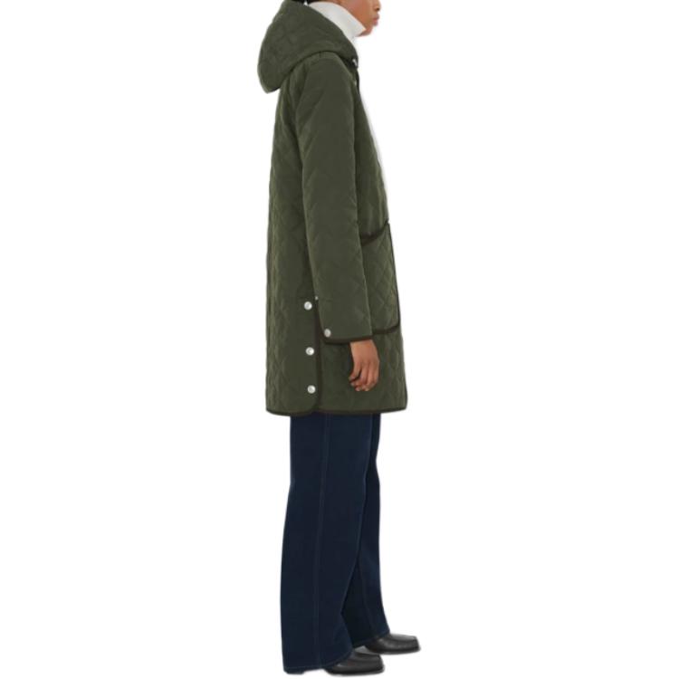 Purchase (W) Burberry 綠色中長版連帽單排扣外套。 80959311