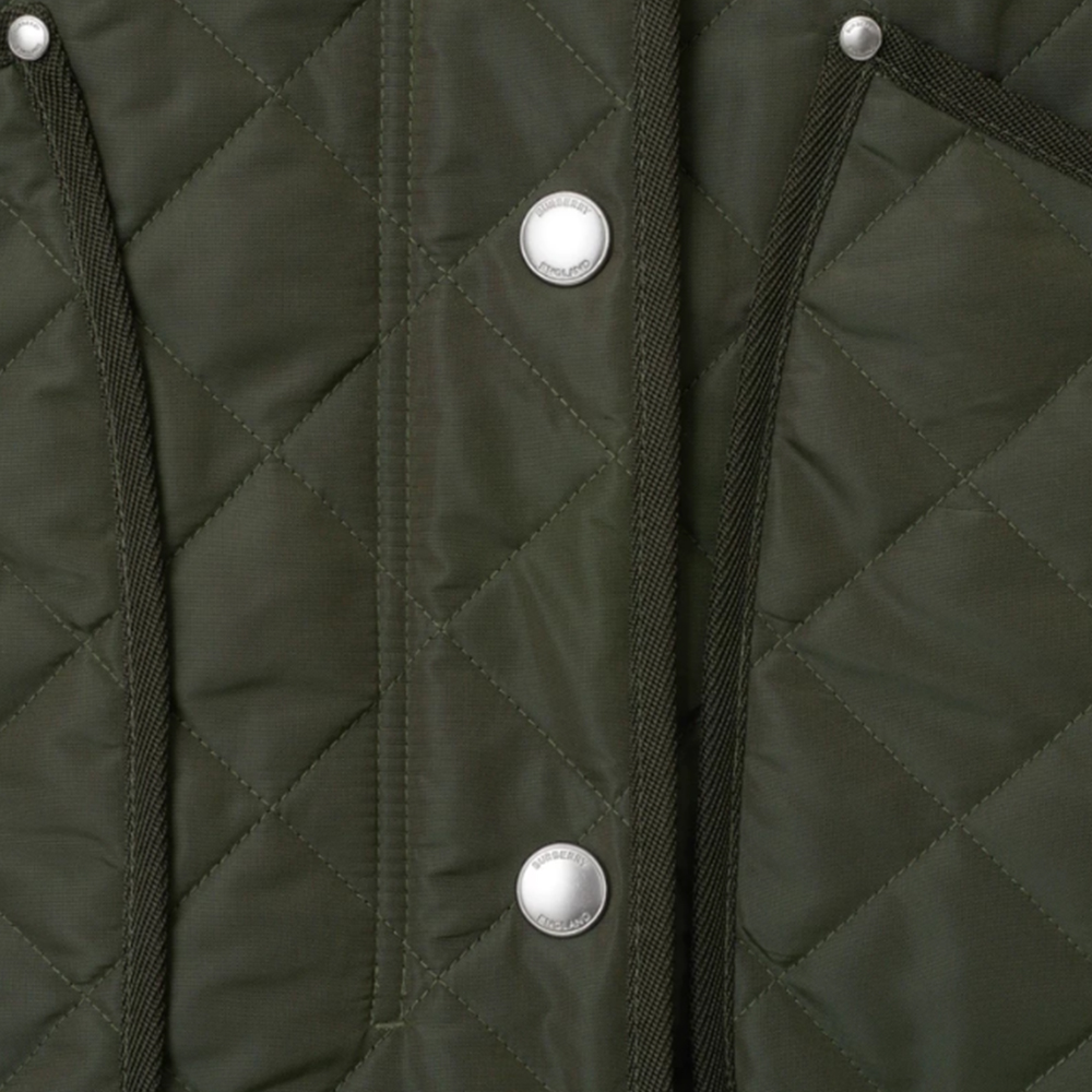 Details for (W) Burberry 綠色中長版連帽單排扣外套。 80959311