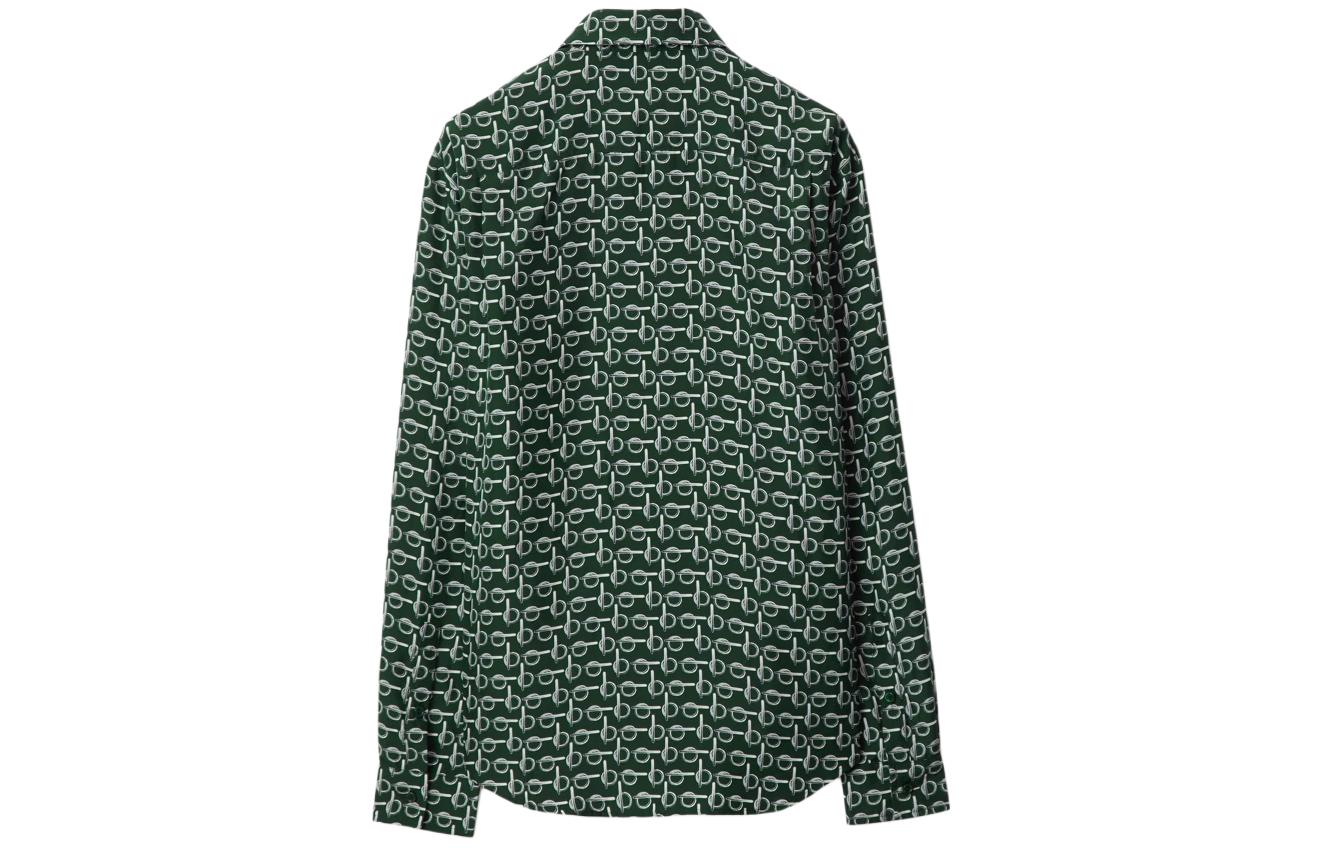 (Women) Burberry  Green Pattern Print Point Collar Long Sleeve Shirt. 80889491 圖 3