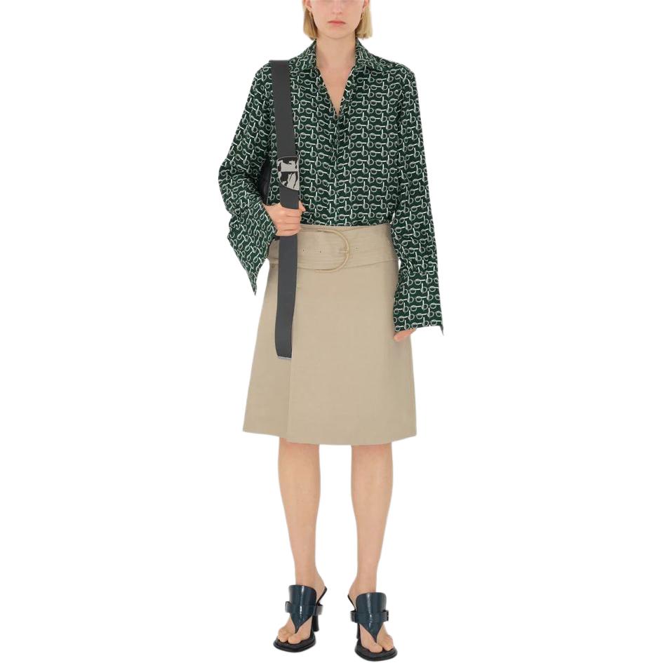 (Women) Burberry  Green Pattern Print Point Collar Long Sleeve Shirt. 80889491 圖 5