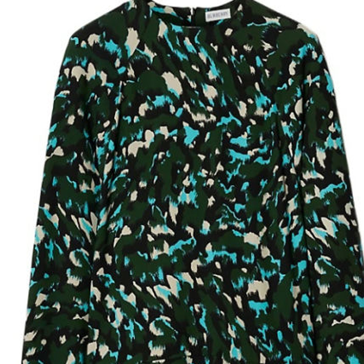 Lookbook (W) バーバリー グリーン柄 長袖 カジュアルドレス 80774671