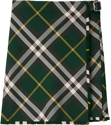 (Women) Burberry Green Plaid High-Waist Skirt with B Buckle Detail. 80830161 Buy (Women) Burberry Green Plaid High-Waist Skirt with B Buckle Detail. 80830161