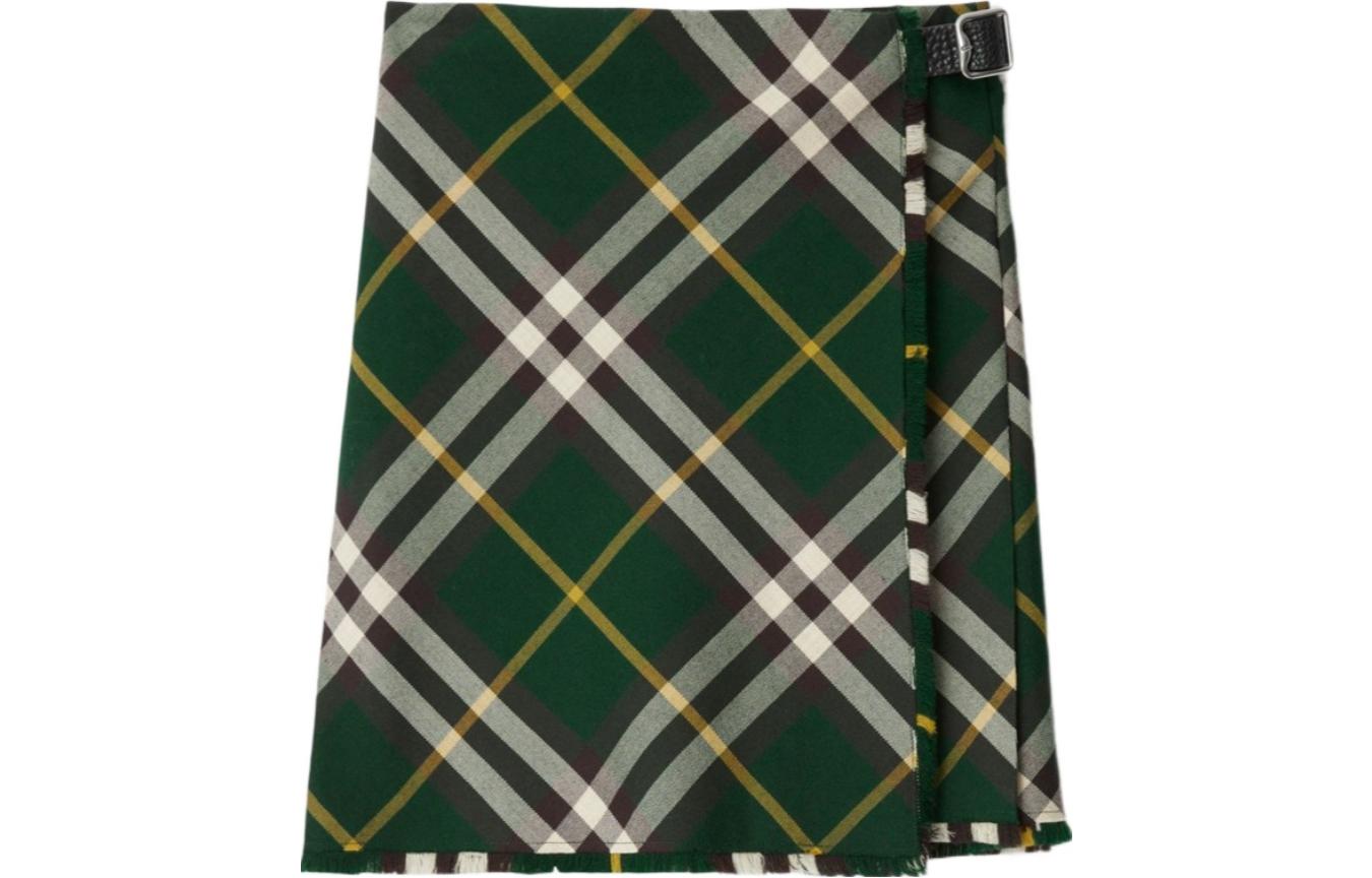 Order (W) Burberry 綠色格紋高腰裙附B字扣細節 80830161