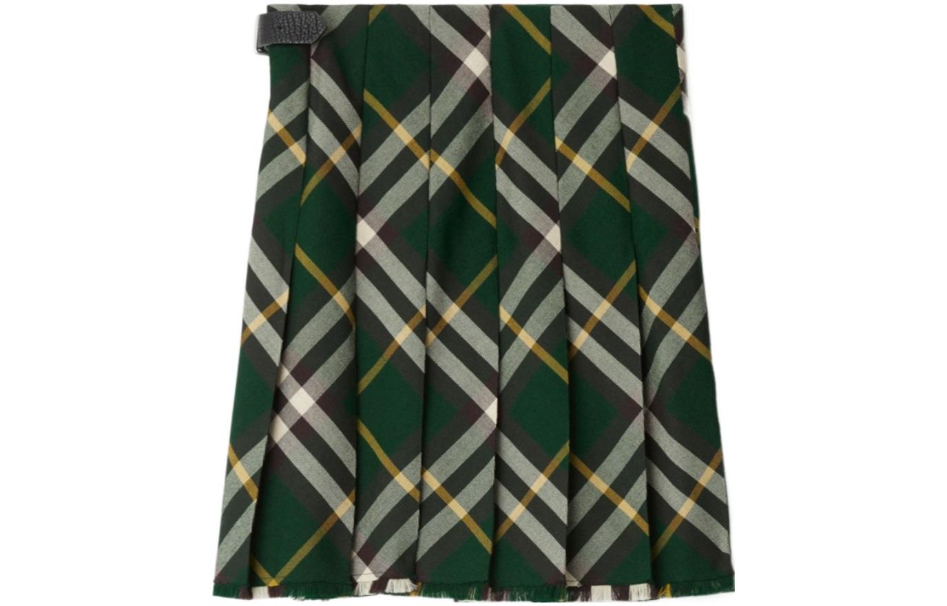 Lookbook (W) Burberry 綠色格紋高腰裙附B字扣細節 80830161