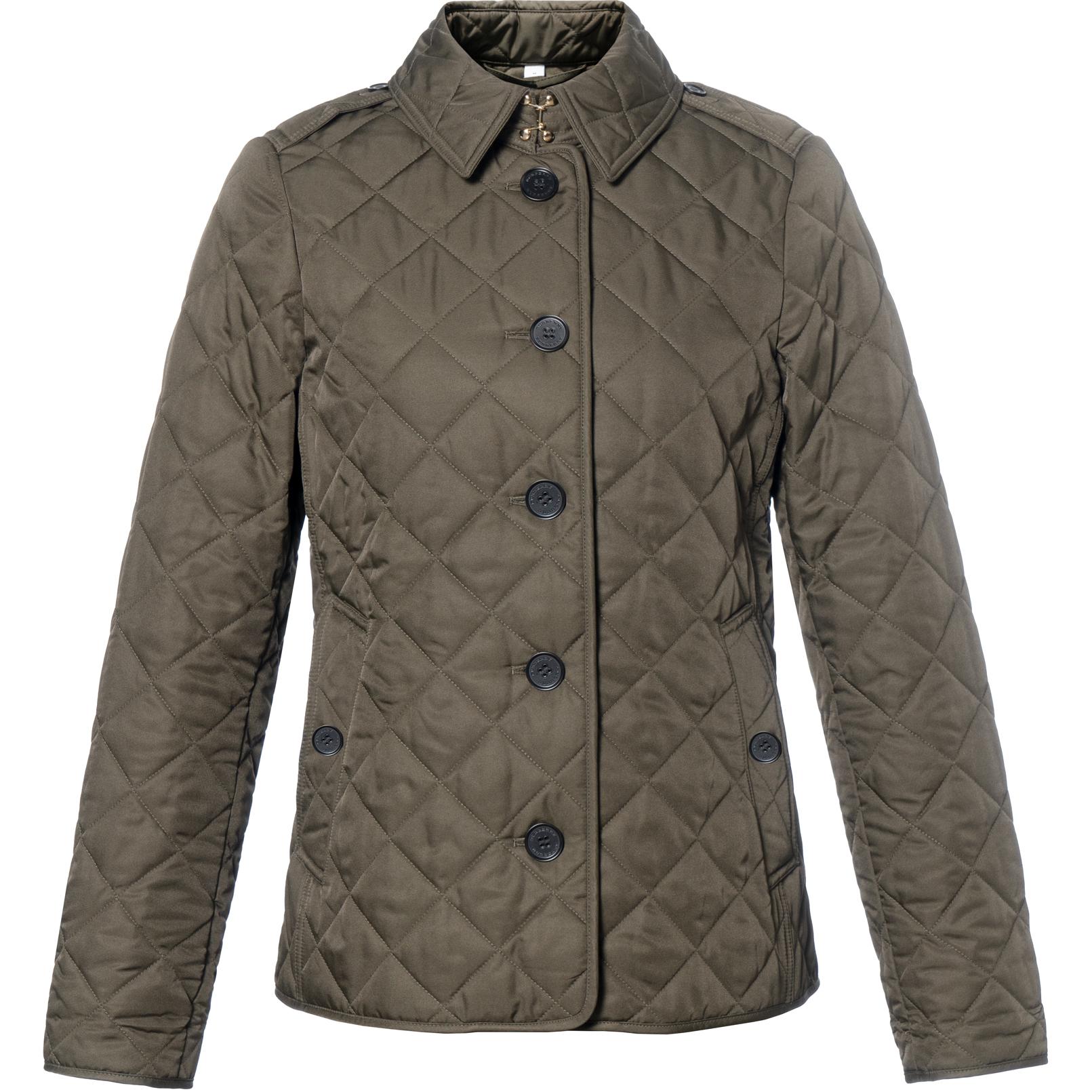 (Women) Burberry  Green Quilted Diamond Pattern Single-Breasted Jacket. 80658731