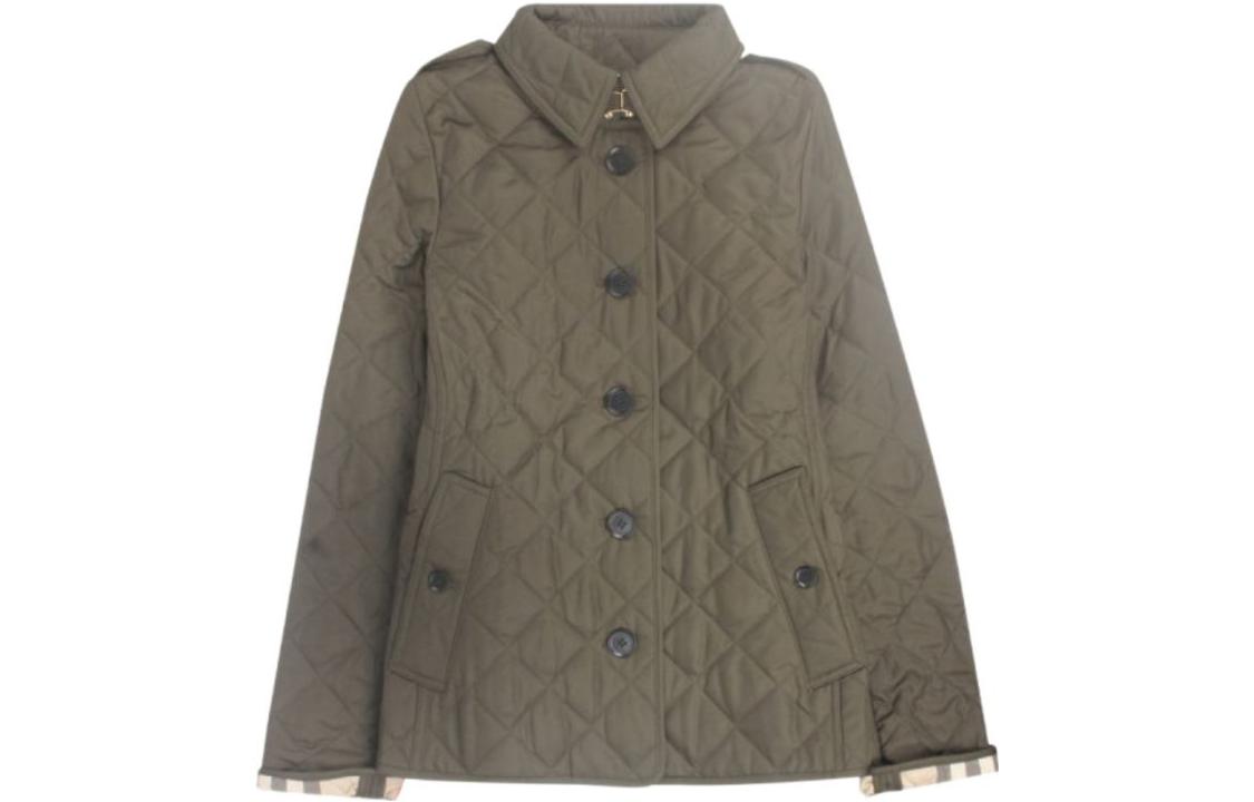 Order (W) Burberry Jaket Hijau Corak Berlian Berlapis Single-Breasted. 80658731