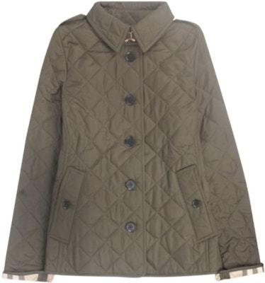 (W) Burberry Jaket Hijau Corak Berlian Berlapis Single-Breasted. 80658731 Order (W) Burberry Jaket Hijau Corak Berlian Berlapis Single-Breasted. 80658731