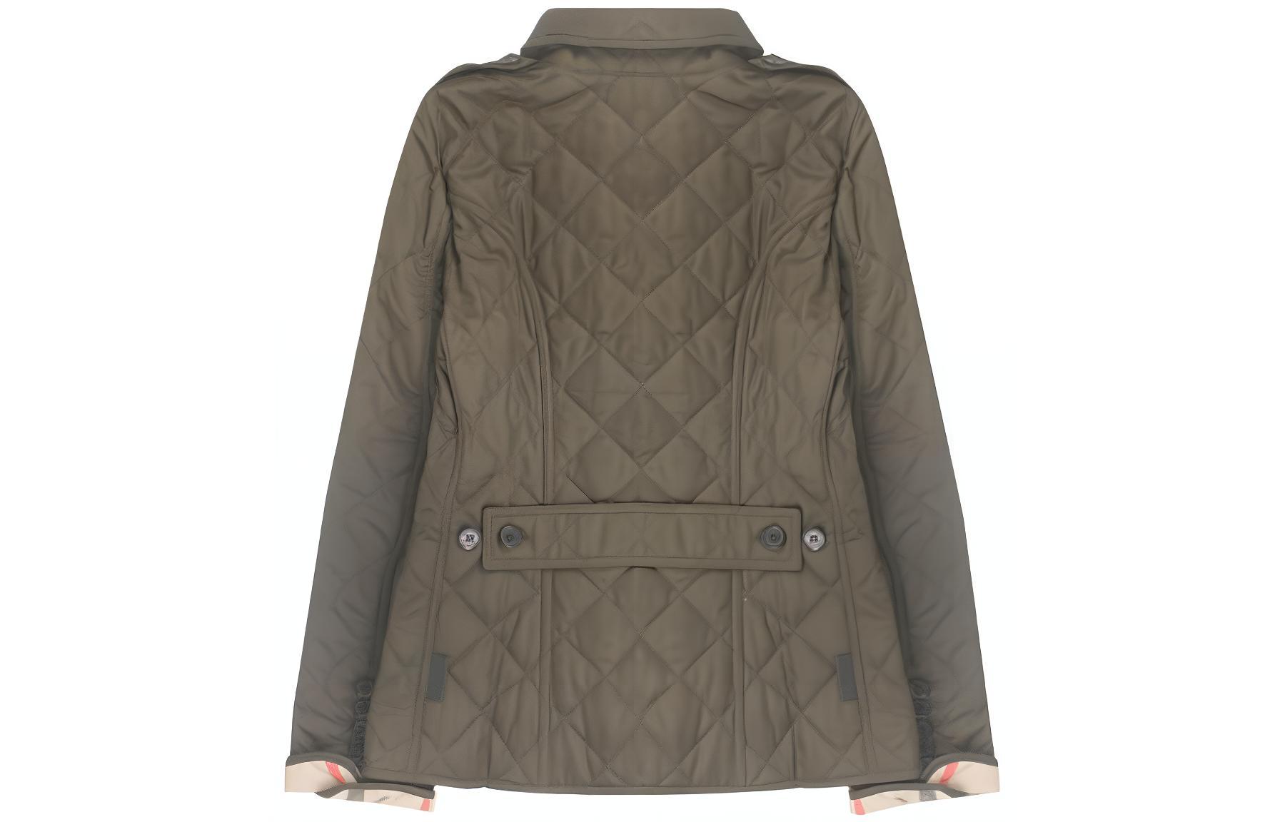 Lookbook (W) Burberry Jaket Hijau Corak Berlian Berlapis Single-Breasted. 80658731