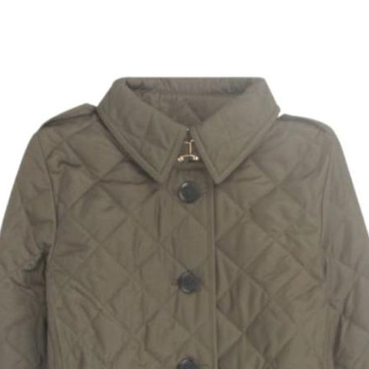 Cheap (W) Burberry Jaket Hijau Corak Berlian Berlapis Single-Breasted. 80658731