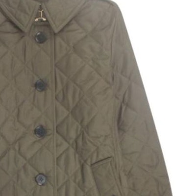 (W) Burberry Jaket Hijau Corak Berlian Berlapis Single-Breasted. 80658731 1