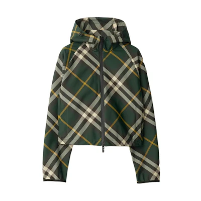 (Women) Burberry Green Striped Hooded Zip-Up Casual Jacket 80818891