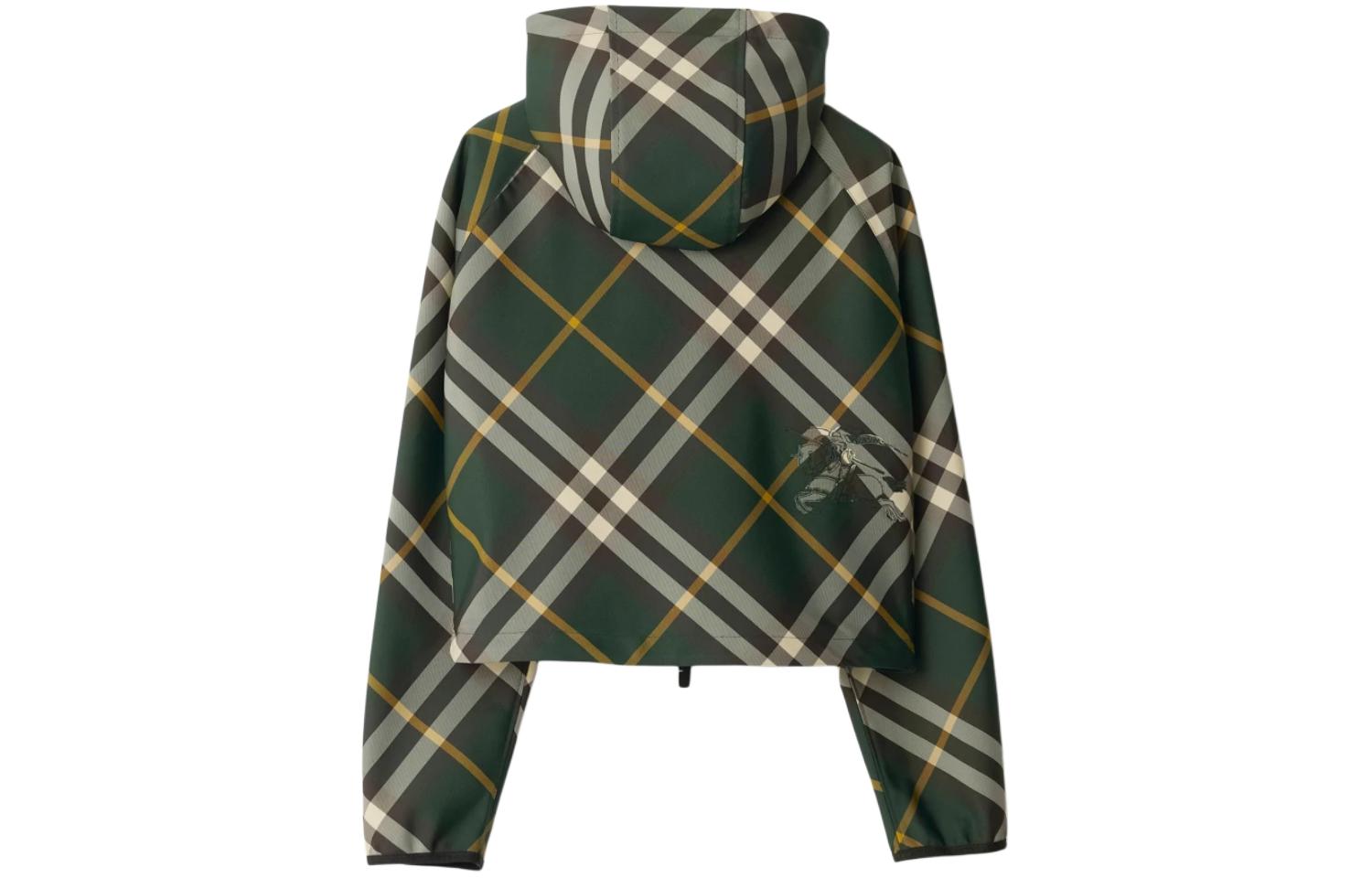 Lookbook (W) バーバリー グリーンストライプ フード付きジップアップカジュアルジャケット 80818891