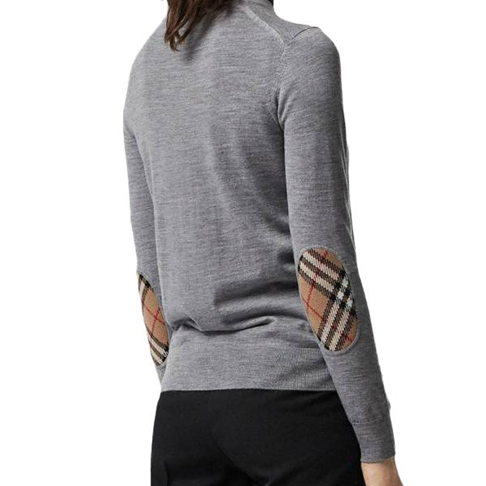 Details for (W) 博柏利 灰色格纹圆领长袖卫衣 80079741