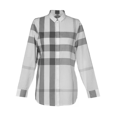(Women) Burberry Grey Checkered Long Sleeve Collared Shirt 40152481
