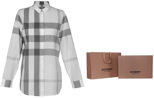 (W) 버버리 그레이 체크무늬 긴팔 셔츠 40152481 Details for (W) 버버리 그레이 체크무늬 긴팔 셔츠 40152481