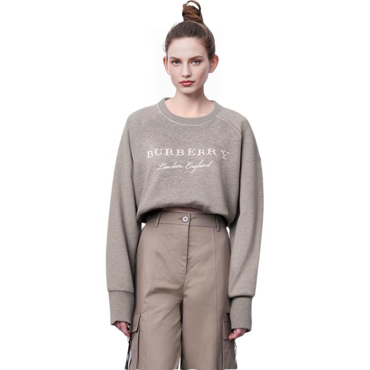 Lookbook (Women) Burberry  Grey Crewneck Sweatshirt with Logo Print Long Sleeves. 4056172