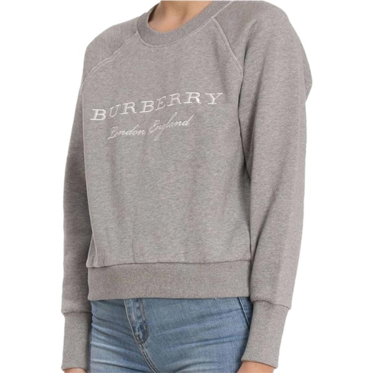 Purchase (Women) Burberry  Grey Crewneck Sweatshirt with Logo Print Long Sleeves. 4056172