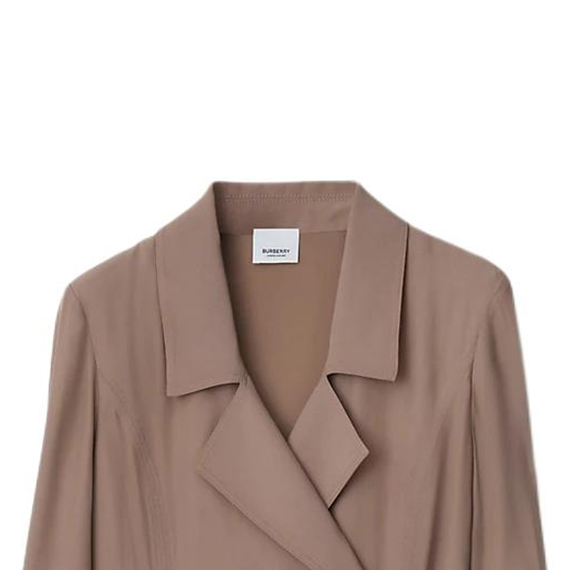 Details for (W) 博柏利 灰色长袖腰带纯色连衣裙带西装领 80843041