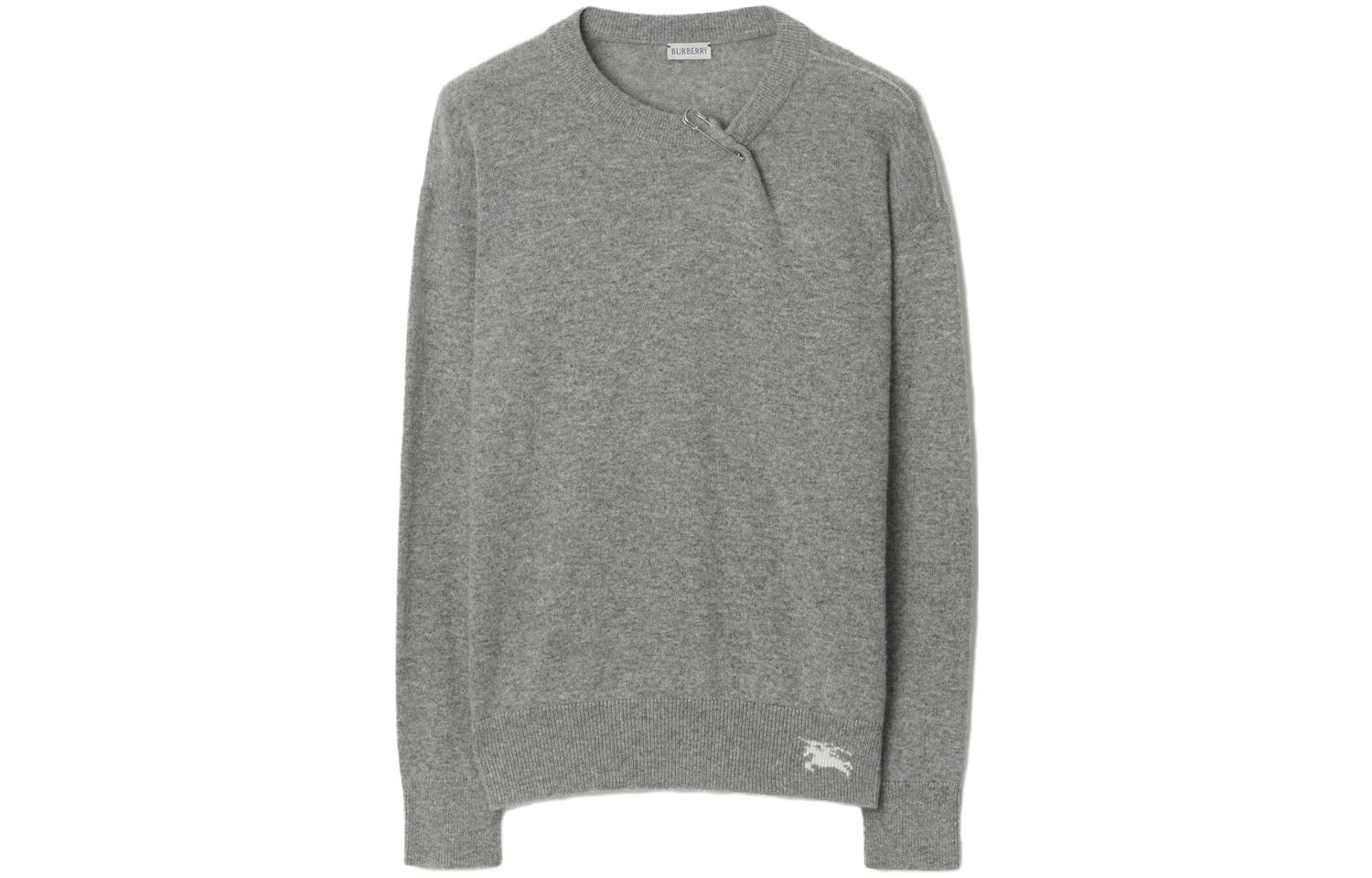 Buy (Women) Burberry  Grey Long Sleeve Sweater with Solid Color and Pin Decoration. 80808511