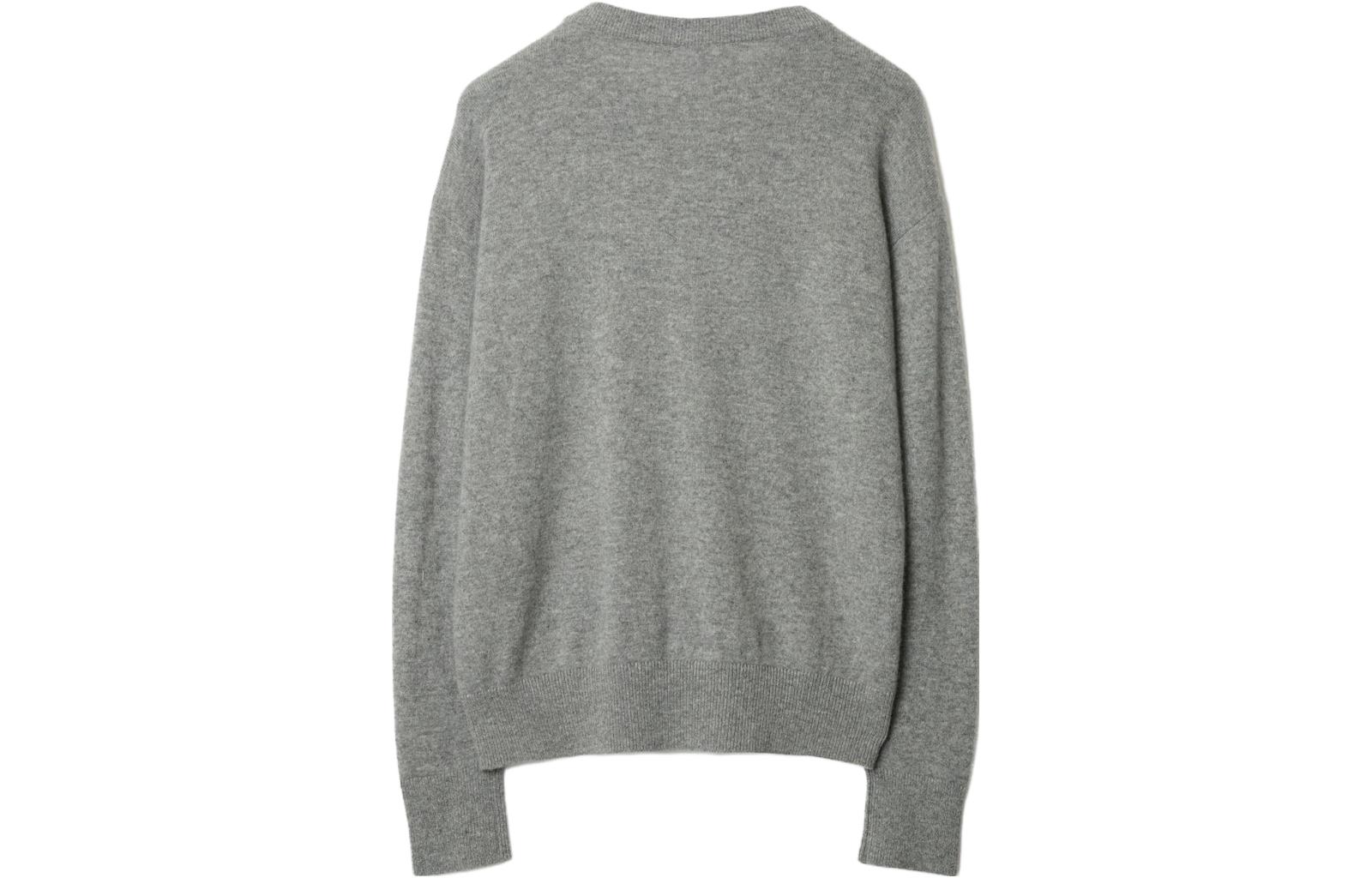 Lookbook (Women) Burberry  Grey Long Sleeve Sweater with Solid Color and Pin Decoration. 80808511