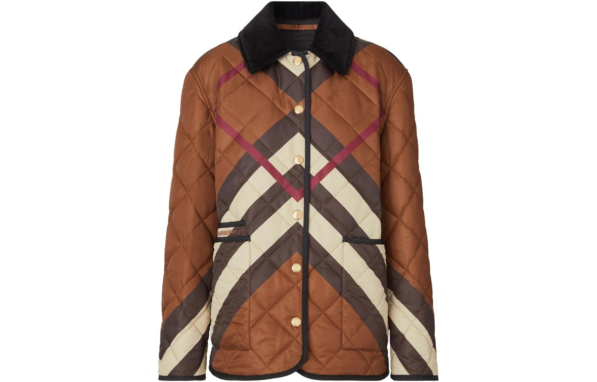 (Women) Burberry  Herringbone Quilted Check Cotton Jacket Brown. 80554361