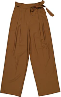 (Women) Burberry High-Waisted Wide-Leg Pants Walnut Brown Casual Trousers 80411521 (Women) Burberry High-Waisted Wide-Leg Pants Walnut Brown Casual Trousers 80411521