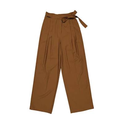 (Women) Burberry High-Waisted Wide-Leg Pants Walnut Brown Casual Trousers 80411521