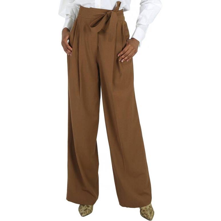 Shop (W) Burberry Celana Panjang High-Waisted Wide Leg Walnut Brown Casual. 80411521