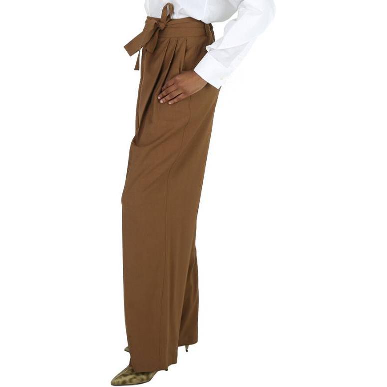 Details for (W) Burberry Celana Panjang High-Waisted Wide Leg Walnut Brown Casual. 80411521