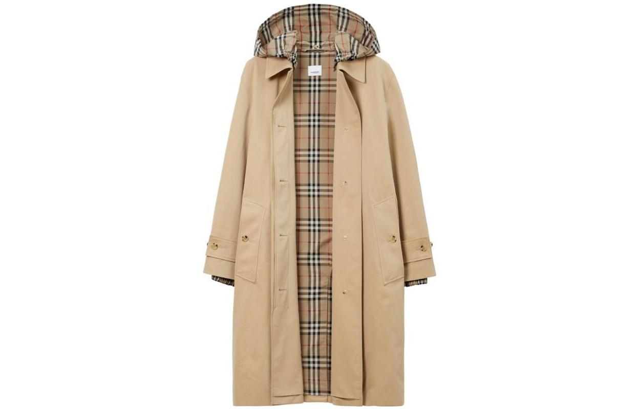 (Women) Burberry  Honey Beige Mid-Length Trench Coat with Long Sleeves. 80726771
