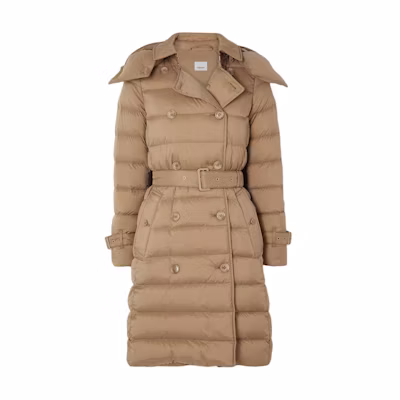(Women) Burberry Hooded Double-Breasted Down Coat Khaki FW22 80578761