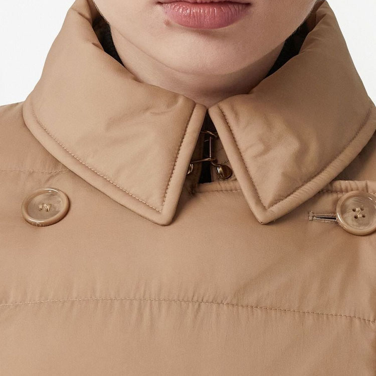 Details for (W) Burberry Jaket Double-Breasted Hooded Down Khaki FW22 80578761